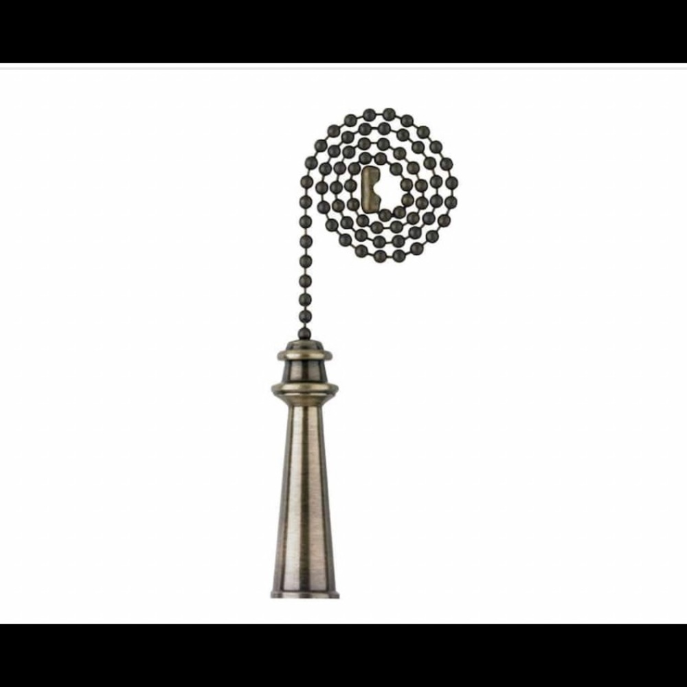 Celling fan 12in decorative pull chain lighthouse in antique brass